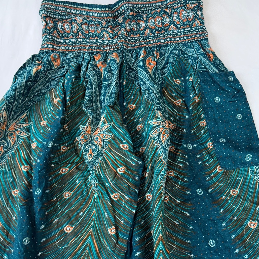 Joob Joob Elegant Teal and Gold Women's Pants - Picture 6 of 7